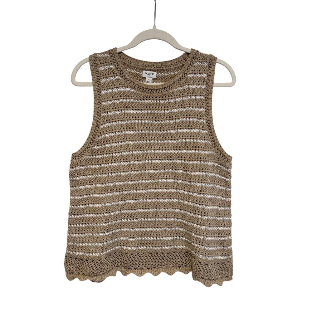 J.Crew Striped Crochet Knit Sleeveless Sweater Vest M - Picture 2 of 7